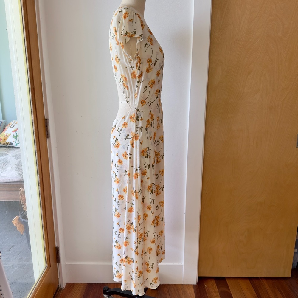Reformation Floral Wellfleet Back Cutout V-neck Midi Dress-Sz 12-Limonada Print - Picture 4 of 16